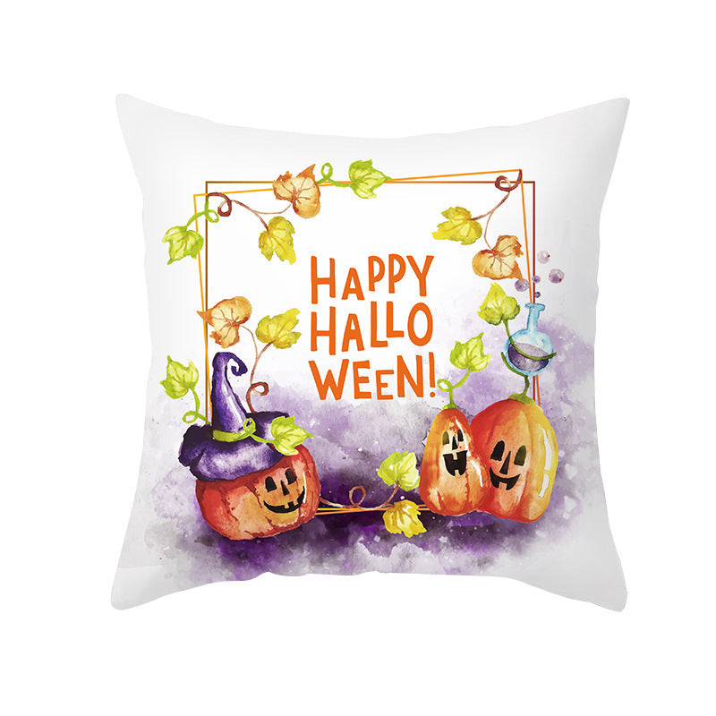 Halloween Pumpkin Letter Fleece Cushion Cover