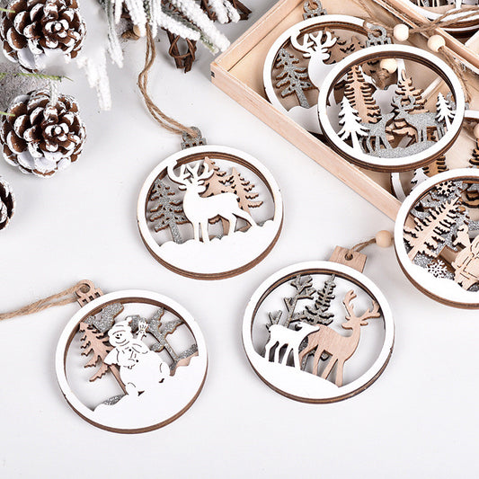 Christmas Decoration Gifts Wooden Round Pendant Ideas