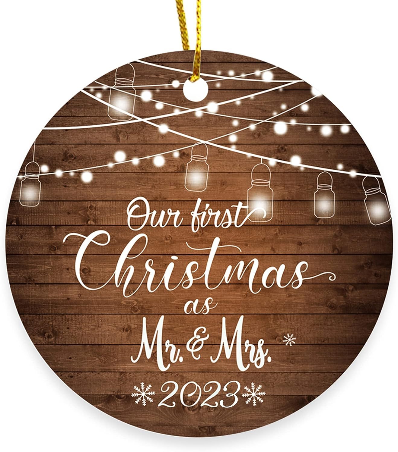 Christmas Round Wooden Plaque Hanging Decoration Cross-border