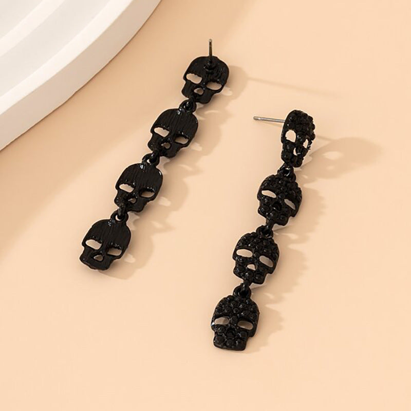 Fashion Exaggerated Halloween Skull Dark Earrings