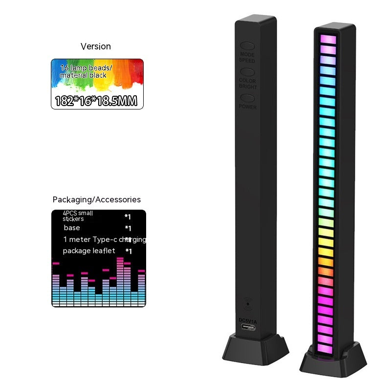 Led Sound Control Light Bar RGB Ambient Pickup Rhythm Lamp