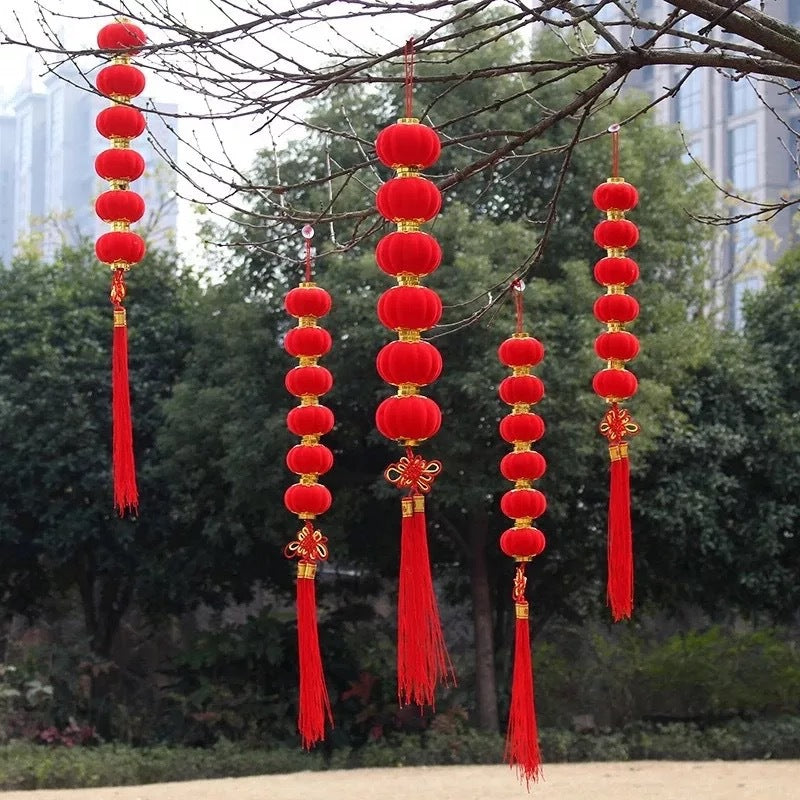Chinese New Year Flocking Decorative Bonsai Pendant Lantern