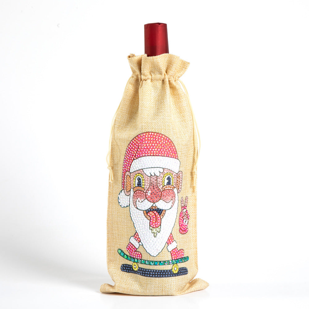 Christmas Gift Diamond Painted Red Wine Bag