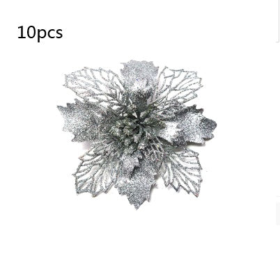 Glitter Artifical Christmas Flowers Christmas Tree Decorations