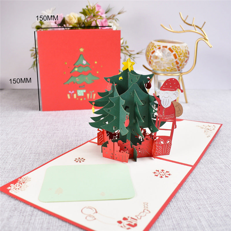 3D Merry Christmas Cards Christmas Tree Winter Gift Pop-Up Cards