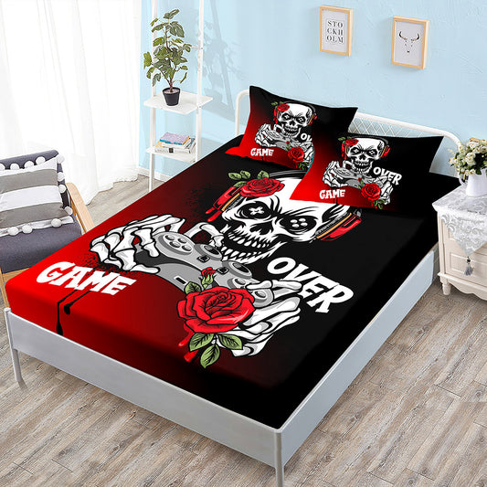 Halloween Skull Three-Piece Fitted Bedding