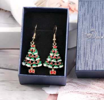 Fashion Jewelry Earrings Christmas Tree Shaped Ear Stud Party Banquet Gift