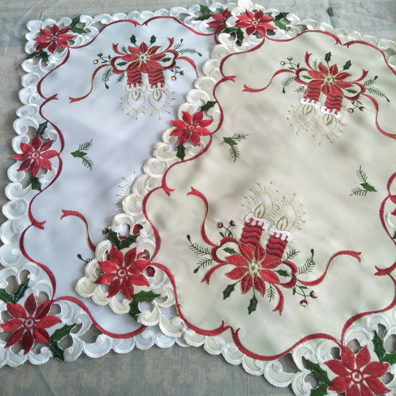 Christmas Embroidered Tablecloth Round Cover Towel