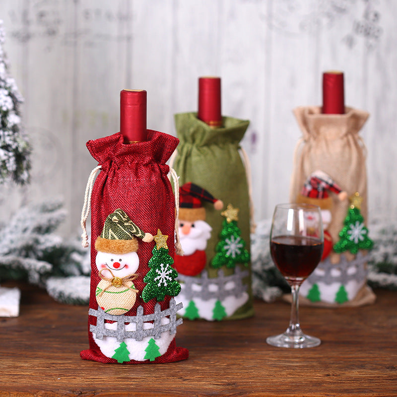 Decorative Christmas Linen Bottle Set Cute