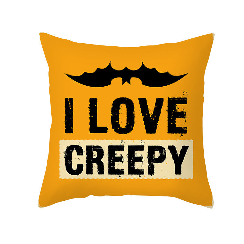 Halloween Pumpkin Letter Fleece Cushion Cover