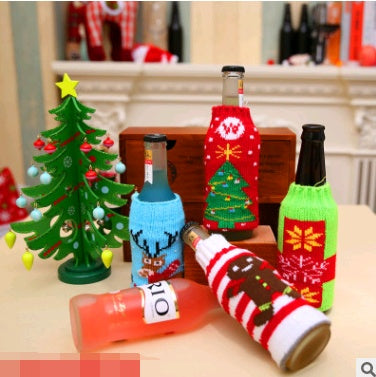 Christmas decoration wine bottle set champagne red wine