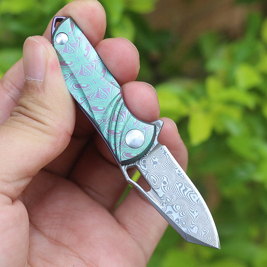 Mini Damascus Folding Knife Gift