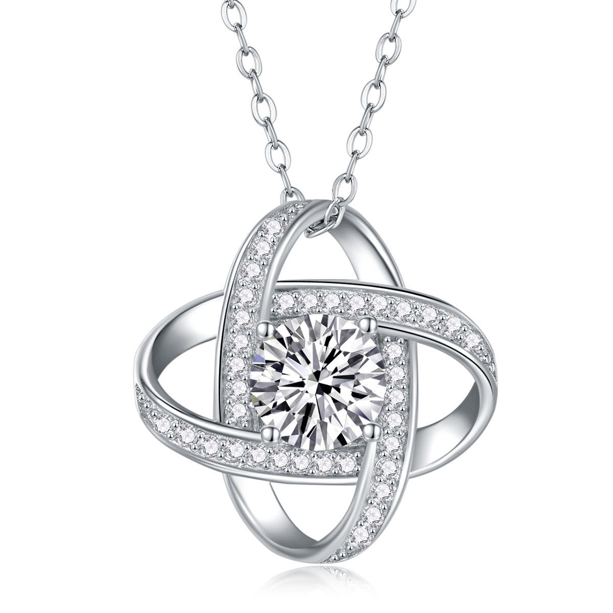 Full Diamond Silver Pendant Necklace Eternal Star Gift