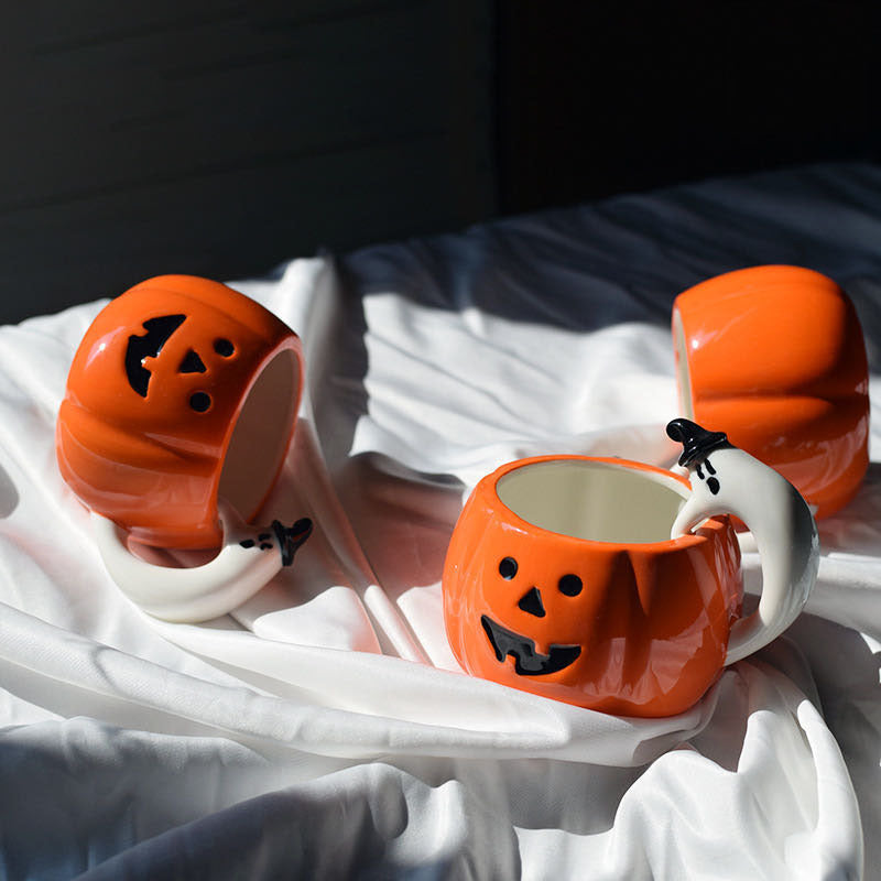Ceramic Pumpkin Cup Cartoon Ghost Water Cup Mug Halloween Gift