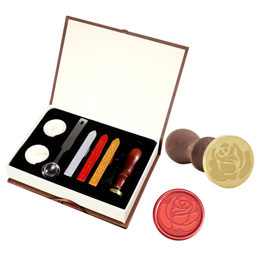 Wax Seal Rose Pattern Gift Set Vintage Fire Paint Notebook