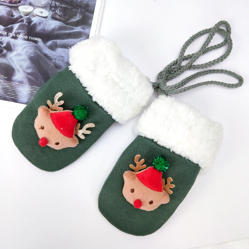 Plush thickened Christmas gloves