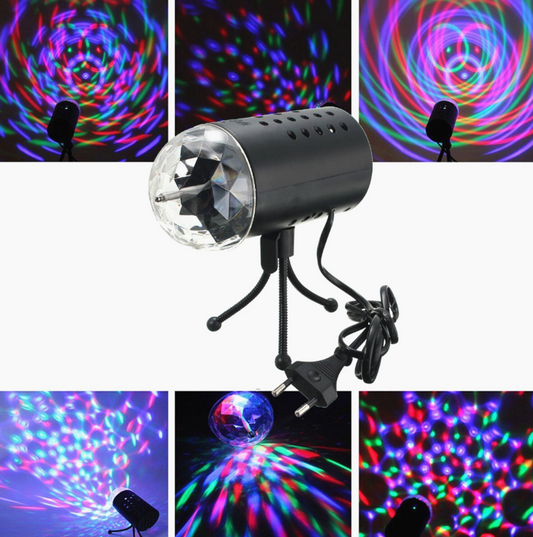 3W Full Color LED Crystal Voice Controlled Rotary RGB Light