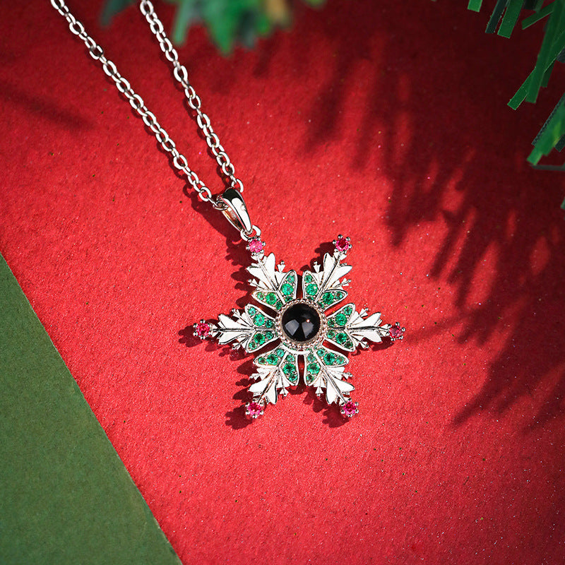 New Christmas Snowflake Necklace With Projection Design