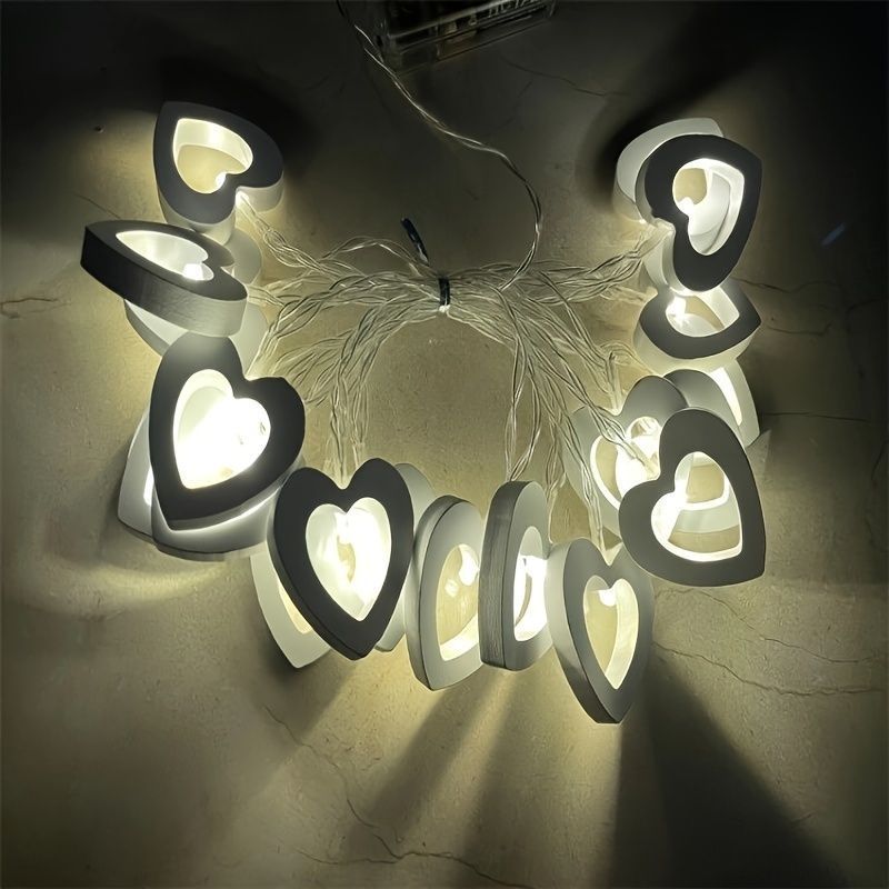 Love Heart String Lights Valentine's Day Wood Light