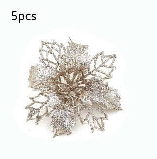 Glitter Artifical Christmas Flowers Christmas Tree Decorations