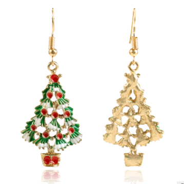 Fashion Jewelry Earrings Christmas Tree Shaped Ear Stud Party Banquet Gift