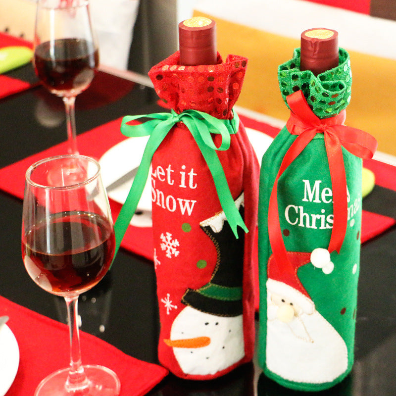 Christmas Ornament wine bottle set Christmas decorations red wine gift gift bag