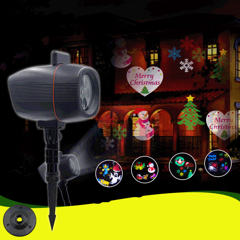 LED Christmas Projection Lamp Outdoor 12 Change Pattern Film