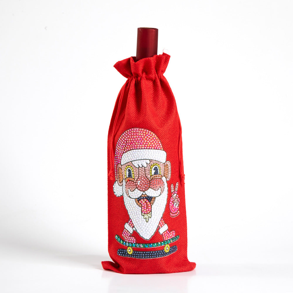 Christmas Gift Diamond Painted Red Wine Bag