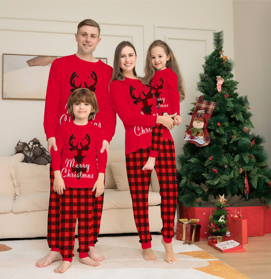Christmas Family Matching Pajamas Set Christmas Holiday PJs Elk Top Pants