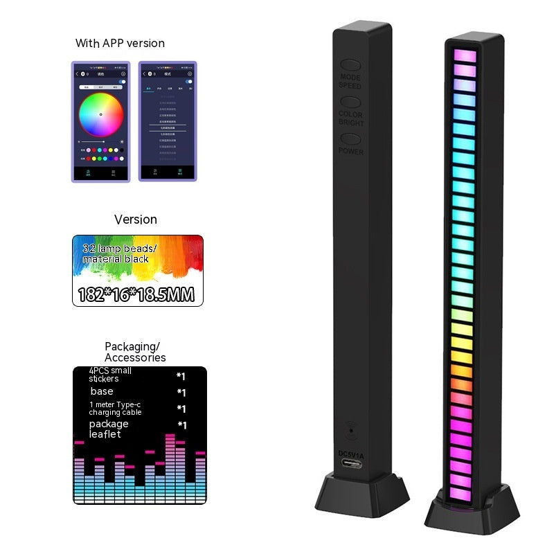 Led Sound Control Light Bar RGB Ambient Pickup Rhythm Lamp