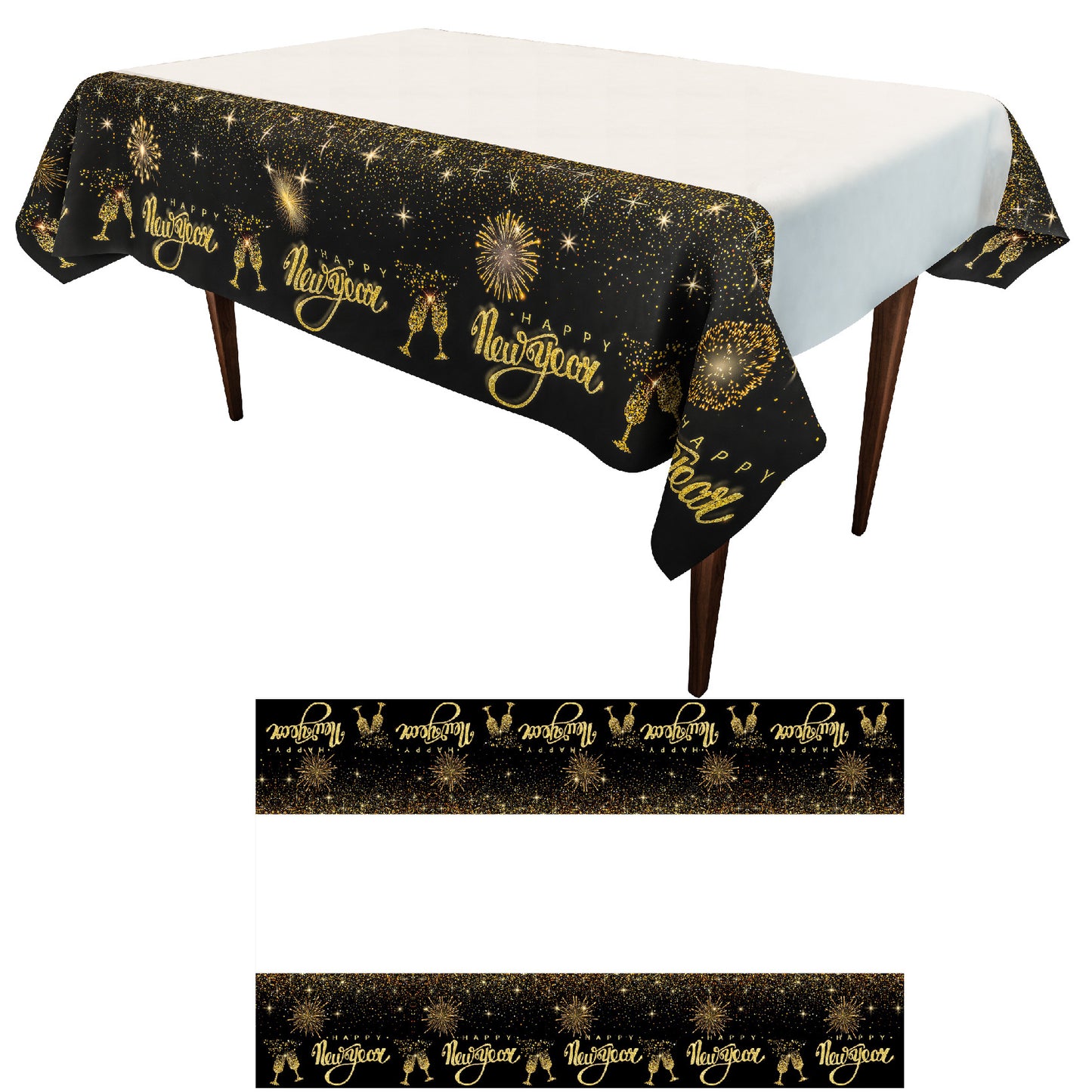 Home Simple Happy New Year Printed Tablecloth