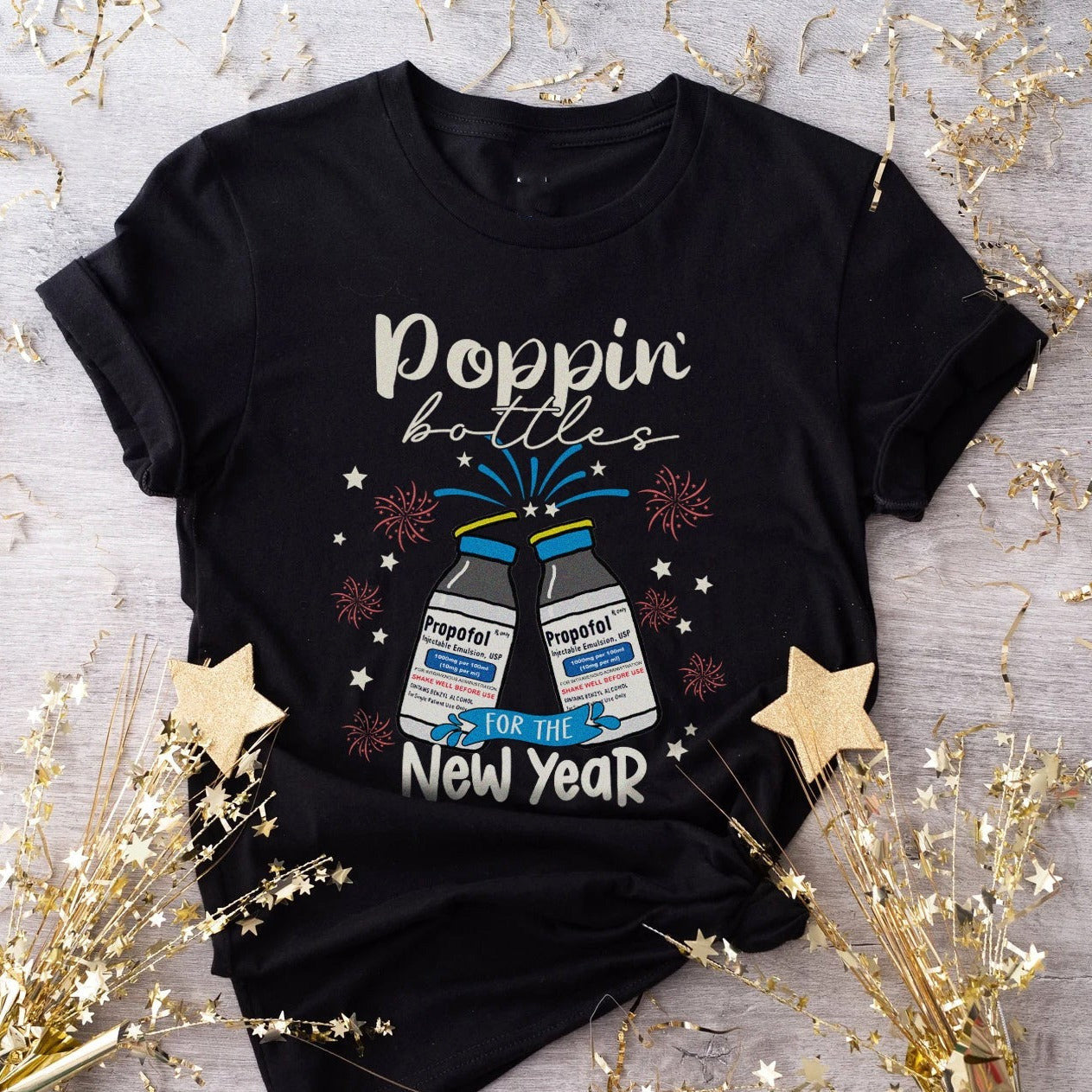 Poppin Bottle New Year T-shirt Black
