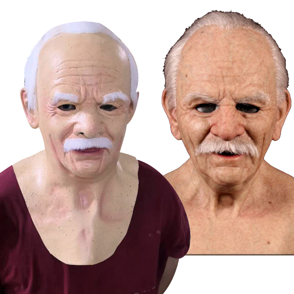 Old man mask white hair white beard headgear halloween