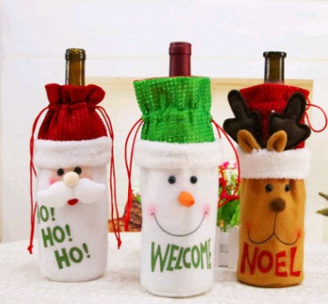 Christmas decoration wine bottle set champagne red wine