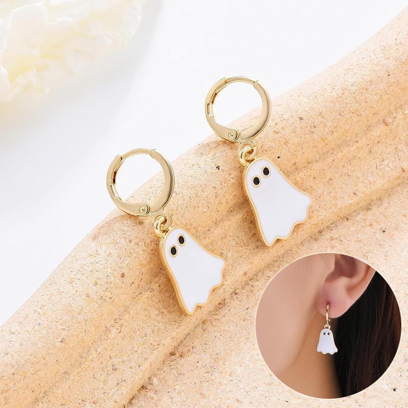 Halloween Ghost Earrings For Women Gold Ghost Huggie