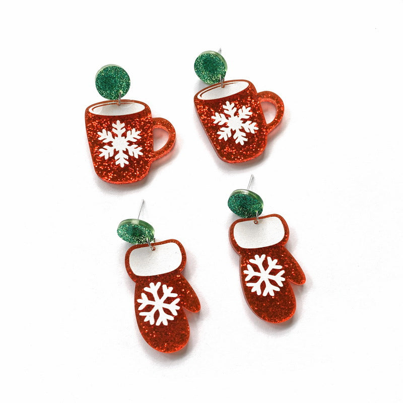 Gloves Cup  Holiday Gift Earrings