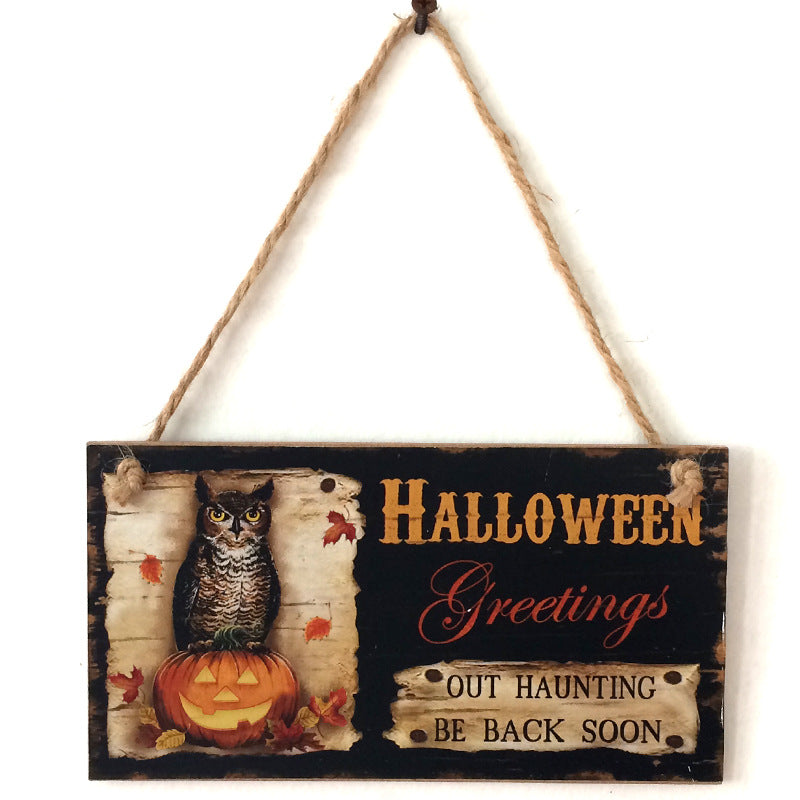 Wooden Halloween Ghost Festival Carnival Night Decoration Gift Hanging Board