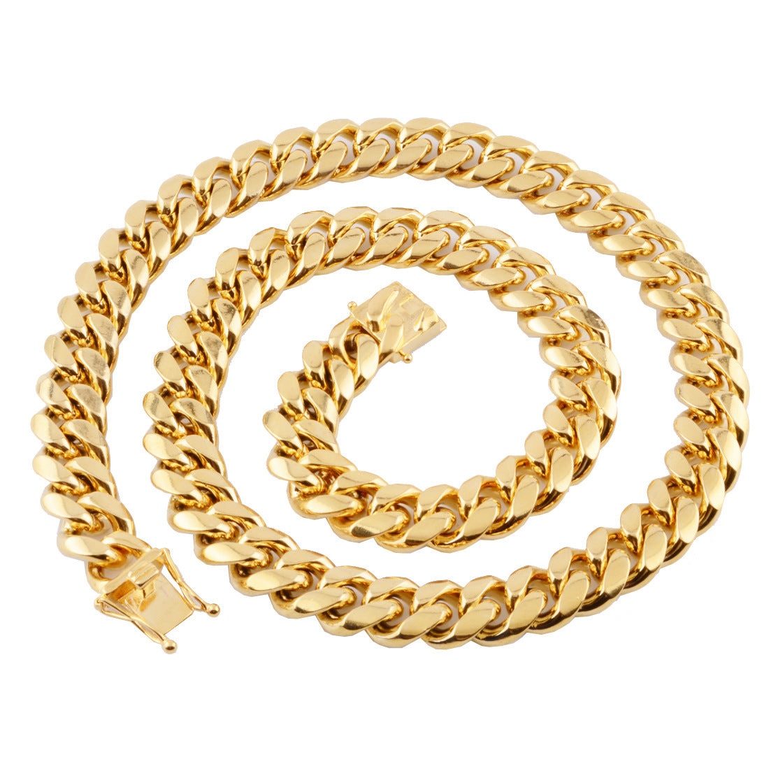 Hot Stainless Steel Link Gold Miami Cuban Border Chain