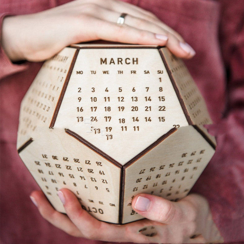 Wooden Calendar Dodecahedron Christmas Gift
