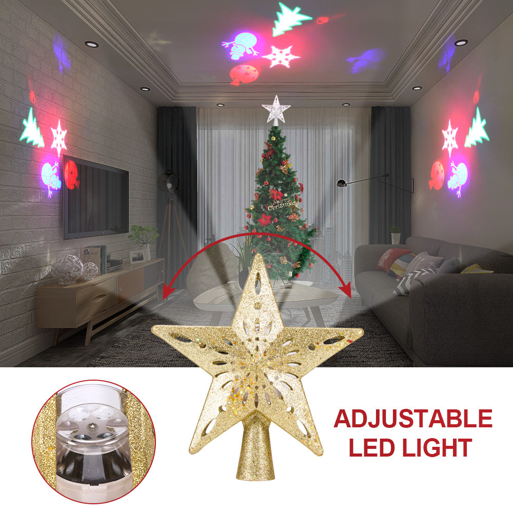 Christmas Tree Top Light Star Snowflake Shape LED Laser Projector