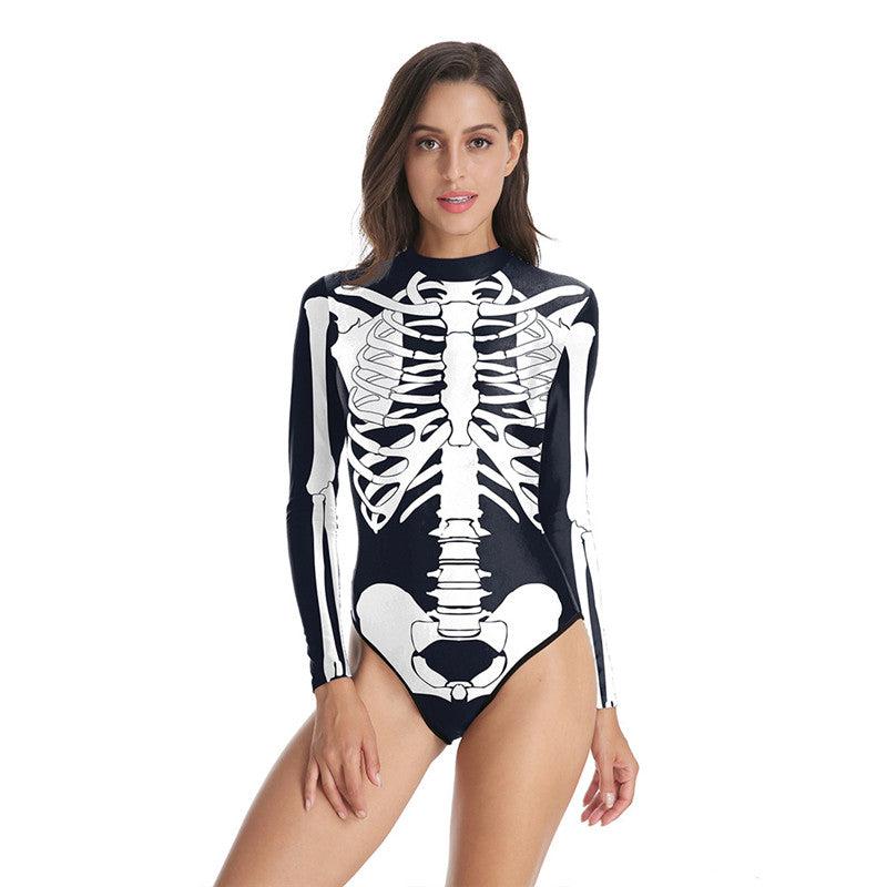 Halloween Water Park Human Body Tissue 3D Digital Printing Long-sleeved Tight Swimsuit