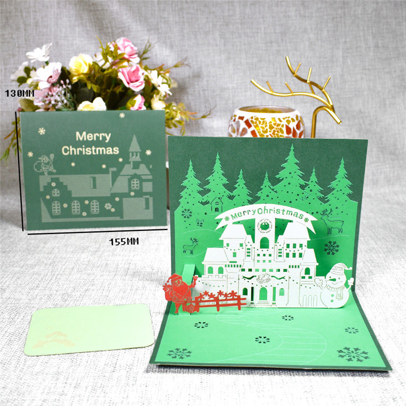 3D Merry Christmas Cards Christmas Tree Winter Gift Pop-Up Cards