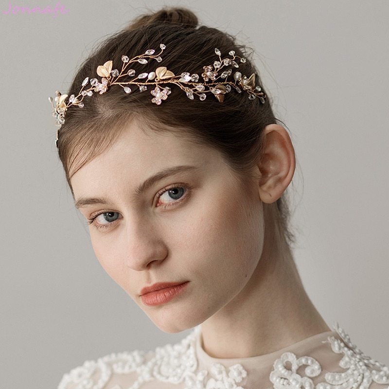 Sweet Crystal Branches Bridal Headgear Natural Wind Gold Leaf Bridal Headband