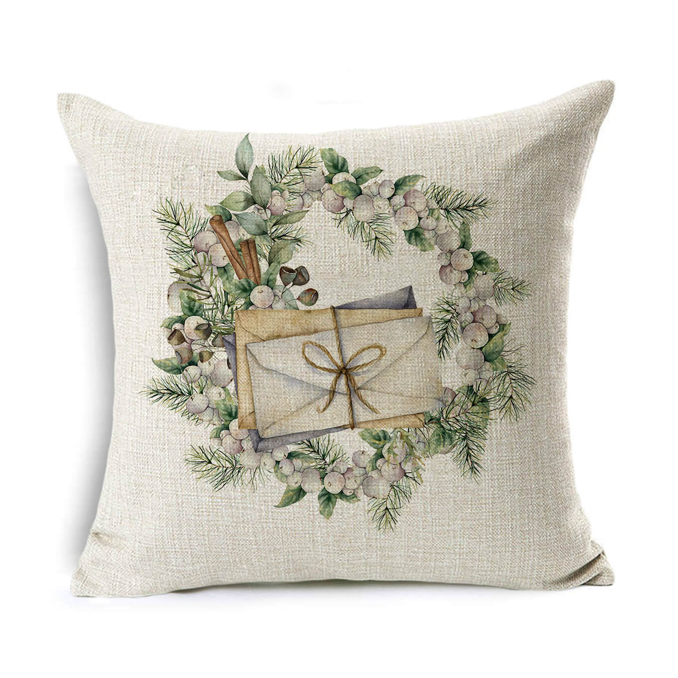 Christmas Gift Wreath Linen Hugging Pillowcase