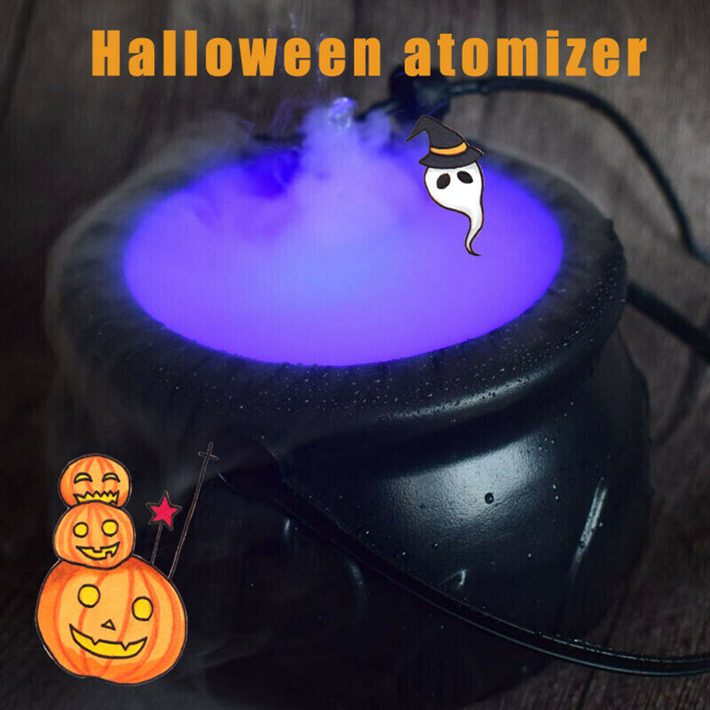 Halloween Witch Pot Smoke Machine LED Humidifier