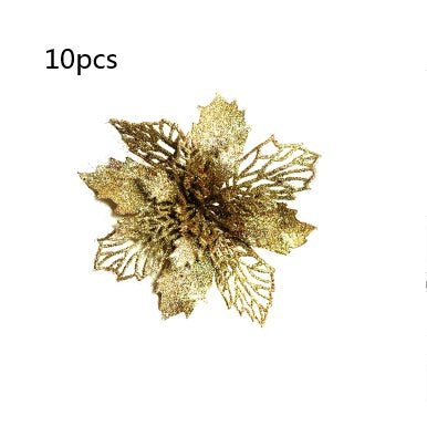 Glitter Artifical Christmas Flowers Christmas Tree Decorations