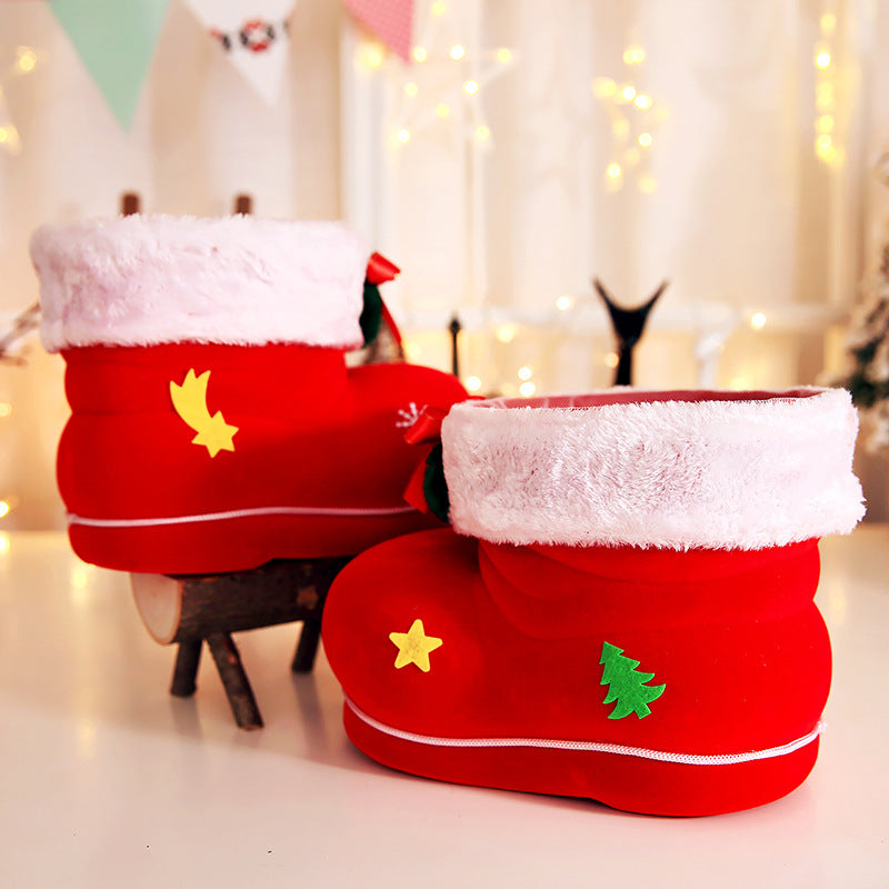 Large Christmas Red Flocking Candy Boots