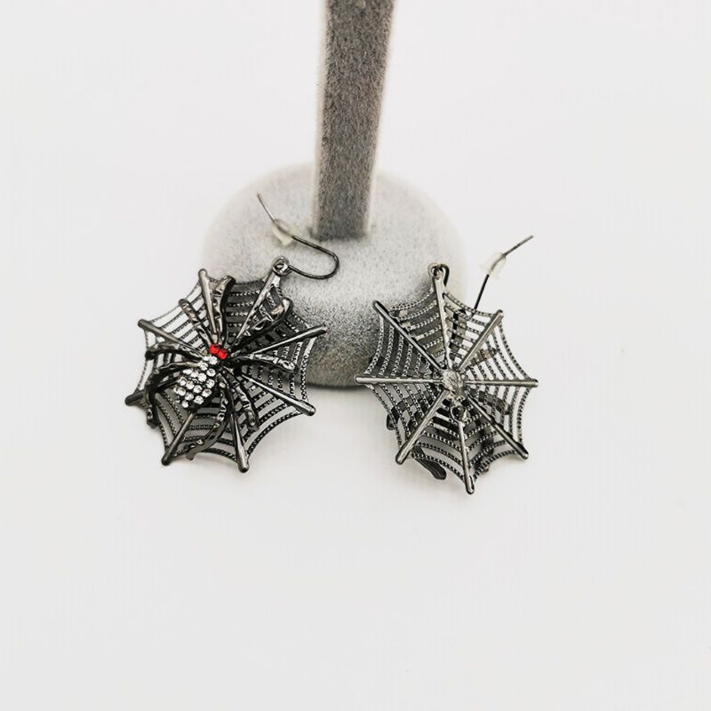 Gothic Punk Black Spider Web Drop Earrings Halloween Party Accessories Jewelry Gifts for Women