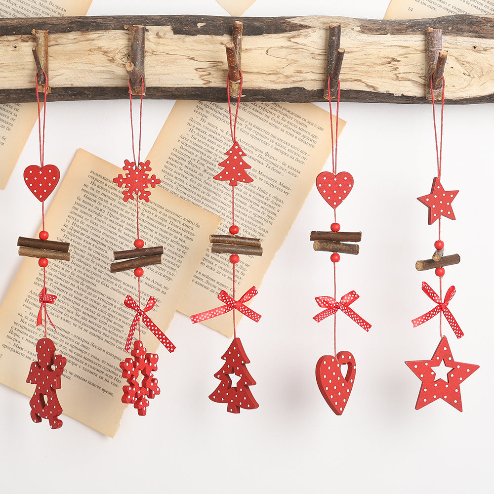 Christmas Tree Creative Polka Dot Wooden Pendant