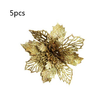 Glitter Artifical Christmas Flowers Christmas Tree Decorations